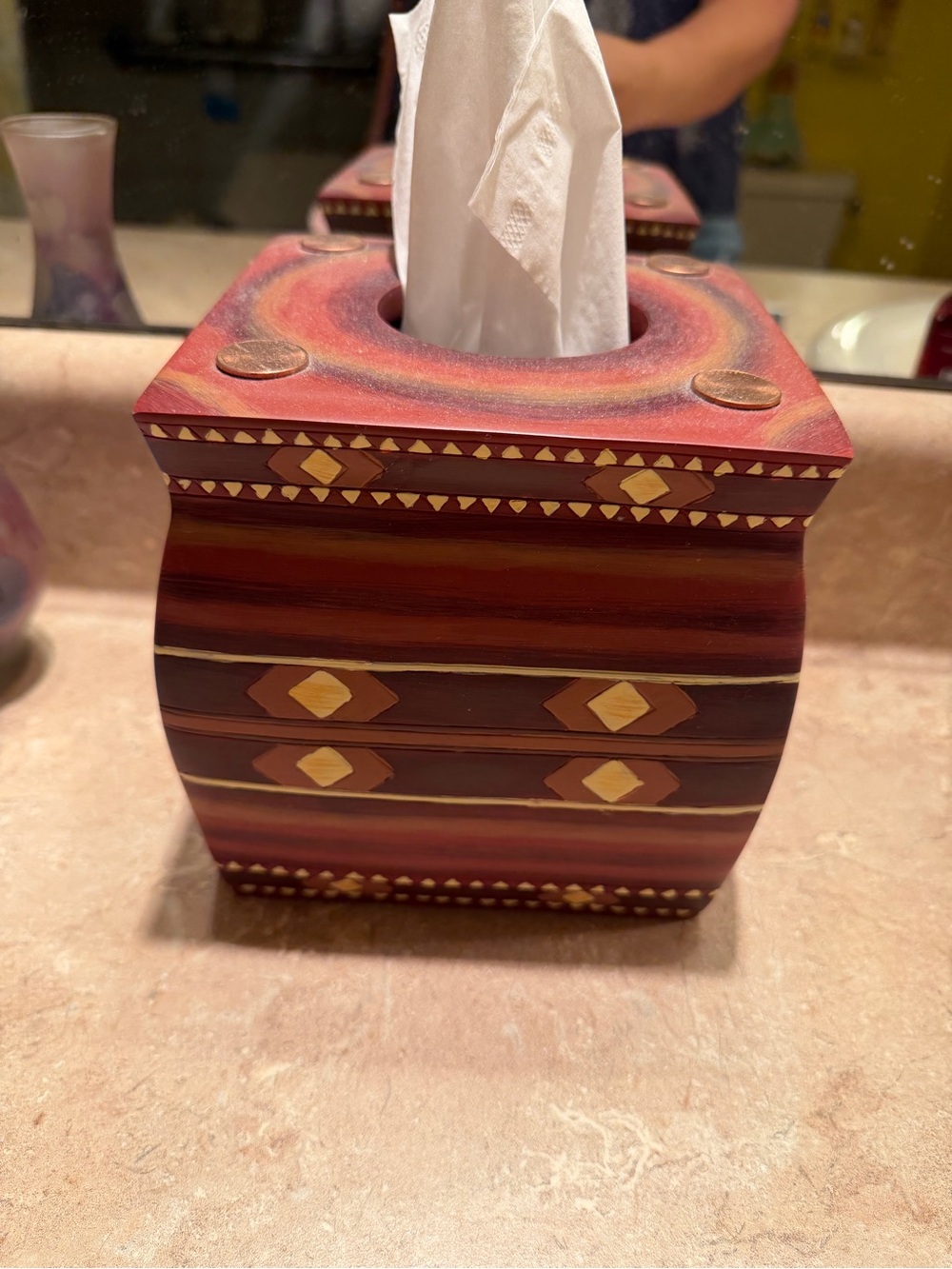 Valhanni Prescott Boutique Southwest Style Tissue Holder Red